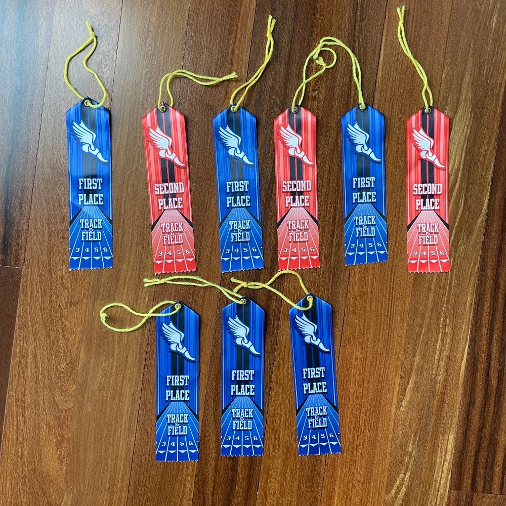 Nine (9) Track & Field 1st & 2nd Place Ribbons